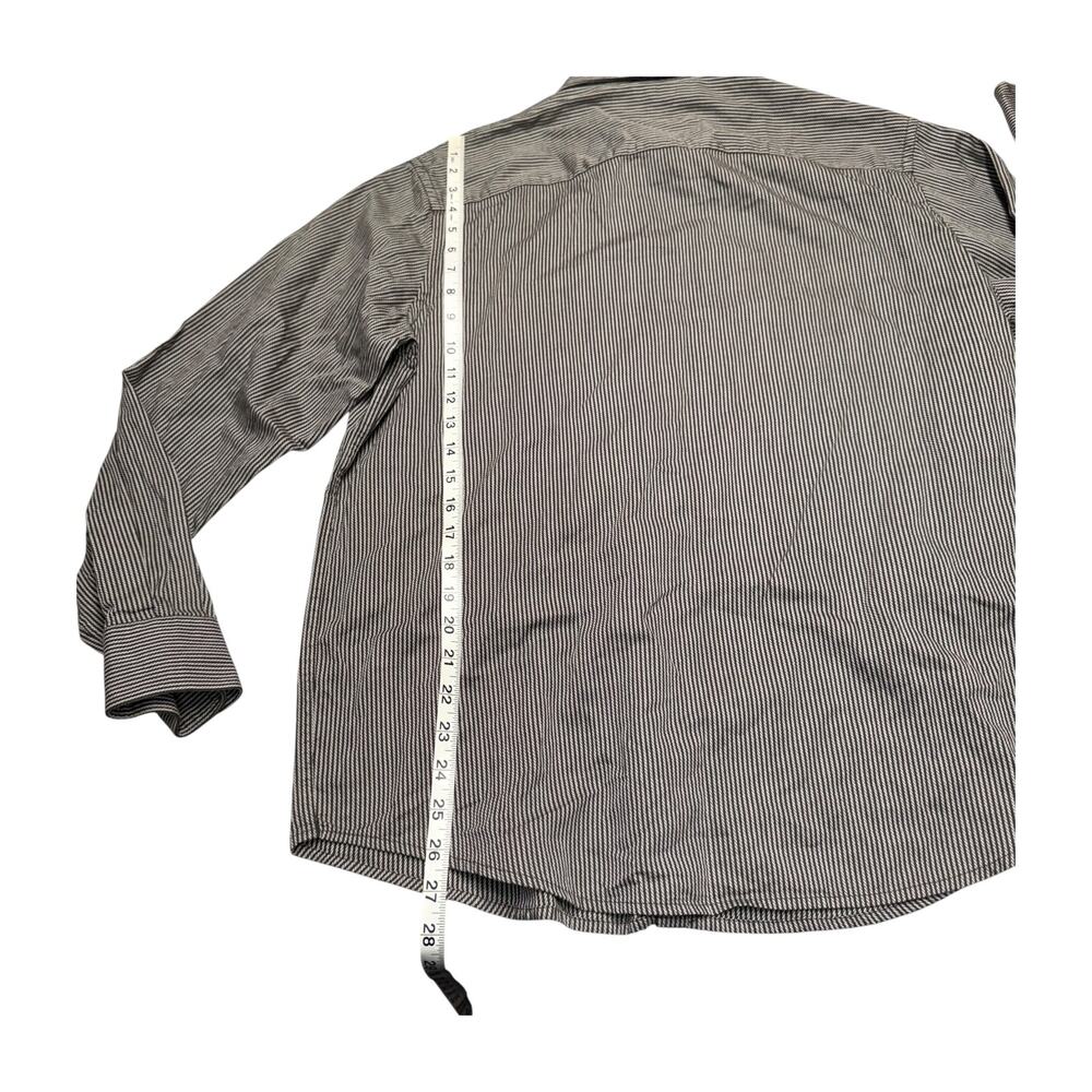 Perry Ellis Men L Striped Cotton Button Down Dress Shirt Long Sleeve - Picture 6 of 7